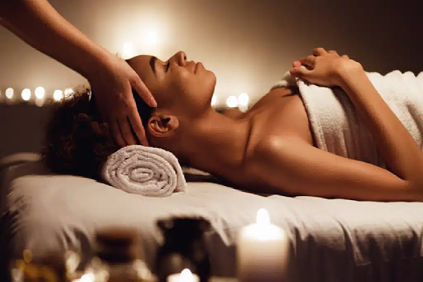 A lady receiving spa treatment